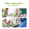 Collage of images showing different applications of printing, including office, school, home, and bank settings. Produktbild-Vorschau
