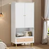 Merax Drehtürenschrank Kleiderschrank mit Rattan-Schublade, Produktbild-Vorschau 3