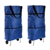 2x 2in1 Einkaufstasche und Einkaufsroller Blau Klappbar Produktbild-Vorschau 1