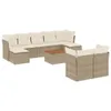 vidaXL 10-tlg. Garten-Sofagarnitur mit Kissen Beige Poly Produktbild-Vorschau 1