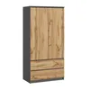 Kleiderschrank Schrank 90cm breit mit 2 Schubladen, 3 Produktbild-Vorschau 2