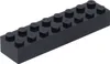 A single black LEGO brick with 2x8 studs is shown against a white background. Náhled obrázku produktu