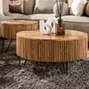Wave Runde Mangoholz Couchtische Set/2 - Sand Finish Produktbild-Vorschau 2