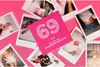A pink box with the number 69 on it, surrounded by Polaroid-style photos of people. Náhľad obrázku produktu