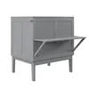 A gray wooden cabinet with a fold-down desk, shown against a white background. Produktbild-Vorschau