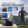 A person wearing a helmet with an action camera attached, with various outdoor activities depicted in smaller images. Produktbild-Vorschau