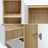 A collage of four close-up images showing the interior details of a wardrobe, including shelves, a hanging rod, and a drawer. Anteprima dell’immagine prodotto