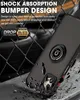 A phone case with a ring holder is shown, with graphics and text highlighting its shock absorption and bumper design. Produktbild-Vorschau