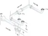 Diagram showing the dimensions and assembly of a plumbing trap. Produktbild-Vorschau