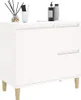 A white bathroom cabinet with wooden legs is shown against a white background. Náhľad obrázku produktu