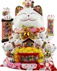 Glückskatze Maneki-Neko Familie Porzellan 30cm weiß Produktbild-Vorschau 1