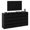 A black dresser with a television on top. Podgląd zdjęcia produktu