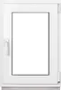 A white plastic window frame with a clear glass pane, shown from the front. Anteprima dell’immagine prodotto
