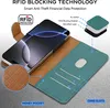 A phone case is shown open, displaying its features like card slots and a money pocket. A diagram illustrates the layers of the case material. Voir les images du produit