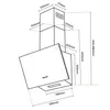 A technical drawing with dimensions of a kitchen hood. Voir les images du produit