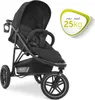 A black stroller is shown against a white background, with a green and white overlay indicating maximum load. Anteprima dell’immagine prodotto