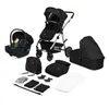 A collection of baby travel system components laid out on a white background. Produktbild-Vorschau