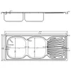 Technical drawing of a sink with dimensions. Podgląd zdjęcia produktu