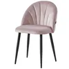 A single pink velvet dining chair with black metal legs, shown from a three-quarter front view against a white background. Podgląd zdjęcia produktu