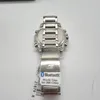The back of a silver Casio Edifice watch with a Bluetooth tag attached to the strap. Produktbild-Vorschau