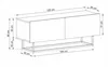 A diagram of a TV stand with dimensions indicated by text and lines. Podgląd zdjęcia produktu