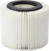 A close-up studio shot of a cylindrical filter with white pleated material and a black rubber ring at the top. Produktbild-Vorschau