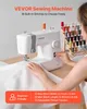 A person's hands are operating a white VEVOR sewing machine, with spools of thread in the background. Voir les images du produit