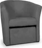A dark gray armchair with a matching ottoman is shown against a white background. Produktbild-Vorschau