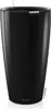 A tall, glossy black planter with a water level indicator visible at the top. Produktbild-Vorschau
