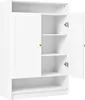 A white cabinet with two doors, one closed and one open, revealing shelves. Produktbild-Vorschau