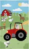 A cartoon illustration of a farm scene with animals and a tractor. Anteprima dell’immagine prodotto