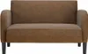 A brown loveseat sofa is shown from the front against a white background. Voir les images du produit