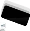A black smartphone screen protector is shown on a white background, with a graphic indicating it is shockproof. Produktbild-Vorschau