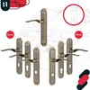 A collection of door handles displayed against a blueprint of a house. Anteprima dell’immagine prodotto