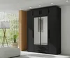 A modern black wardrobe with mirrored doors in a well-lit room. Produktbild-Vorschau