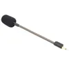 A black microphone with a foam windscreen and a flexible gooseneck arm, connected to a 3.5mm audio jack. Voir les images du produit