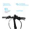Close-up view of the handlebars and display of an electric bicycle, with feature callouts. Produktbild-Vorschau