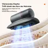 A close-up marketing image showing a handheld mattress vacuum cleaner with blue light effects indicating its cleaning action on a mattress. Produktbild-Vorschau