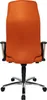 The back view of an orange office chair with silver legs and black armrests, isolated on a white background. Produktbild-Vorschau