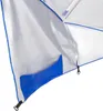 Close-up view of the interior of a beach umbrella or tent, showing white fabric with blue accents and attachment points. Anteprima dell’immagine prodotto