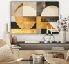 Leinwand Bilder 90x60 cm - Abstrakte Formen - Gold - Beige, Produktbild-Vorschau 7