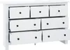 A white wooden dresser with multiple drawers. Produktbild-Vorschau
