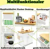 A collage of images showcasing the features and components of a white kitchen cart with a wooden countertop. Náhled obrázku produktu