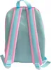 The back view of a child's backpack with pink and blue straps against a white background. Produktbild-Vorschau