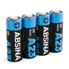 Four ABSINA A23 12V alkaline batteries lined up on a white background. Produktbild-Vorschau