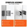 The image shows a step-by-step guide for assembling glass clamps, with illustrations and text instructions. Voir les images du produit