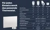 A comparison table of different thermostats with images of the thermostats at the top, and a product image on the left. Anteprima dell’immagine prodotto