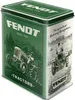 A vintage-style tin box with illustrations of tractors and branding. Voir les images du produit