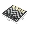 A magnetic chess set with pieces arranged on the board, shown from a slightly elevated diagonal angle. Produktbild-Vorschau