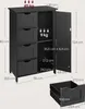 Product dimensions and weight capacity diagram for a black bathroom cabinet. Produktbild-Vorschau